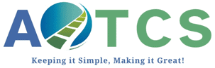 AOTCS logo with globe and road symbol, promoting simplicity and excellence.