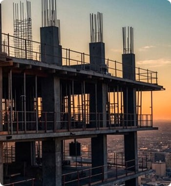 Building under construction at sunset in Mobile, Alabama.